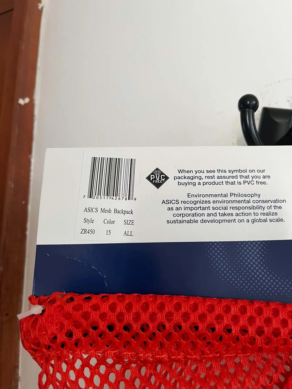ASICS Bright Orange Mesh Drawstring Backpack